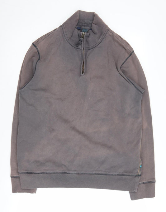 Boden Men's Grey Cotton 1/4 Zip Sweatshirt M