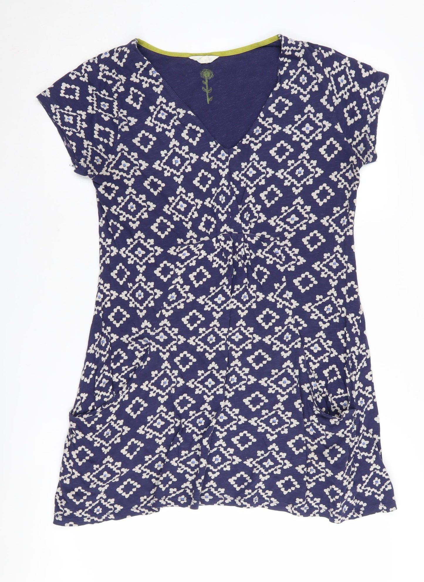 White Stuff Women's Blue Geometric Shift Dress - Size 12