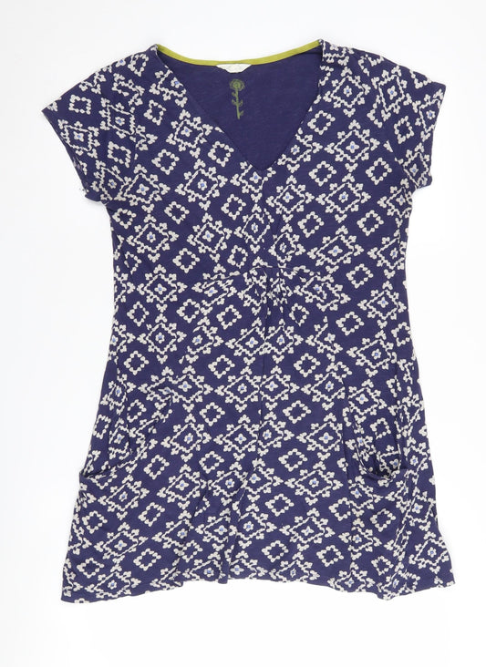 White Stuff Women's Blue Geometric Shift Dress - Size 12