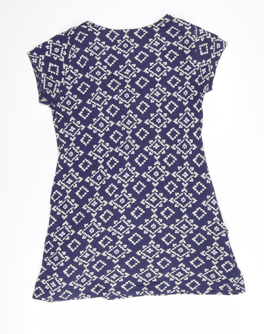 White Stuff Women's Blue Geometric Shift Dress - Size 12