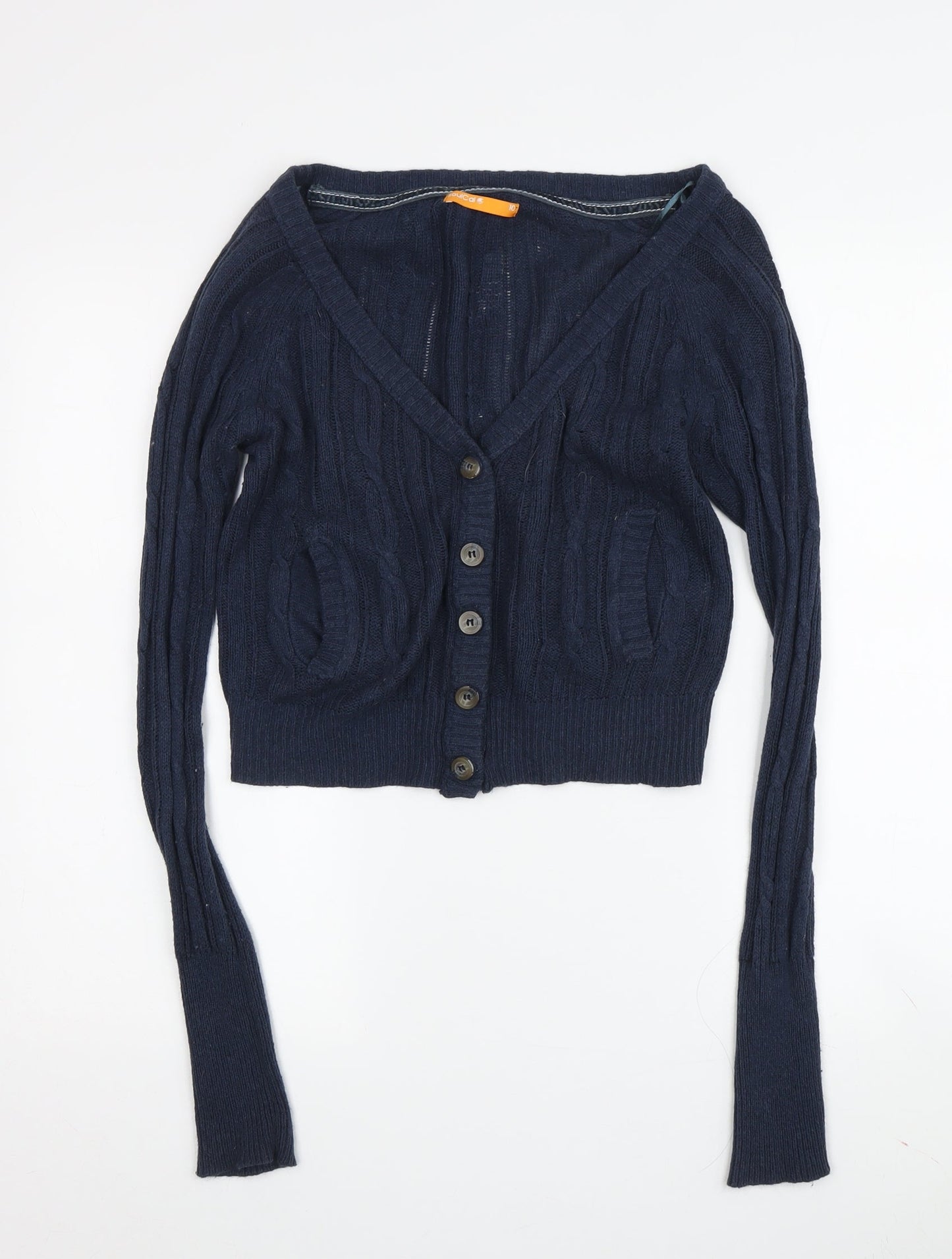 SoulCal Women's Blue Cardigan, Size 10, Cable-Knit