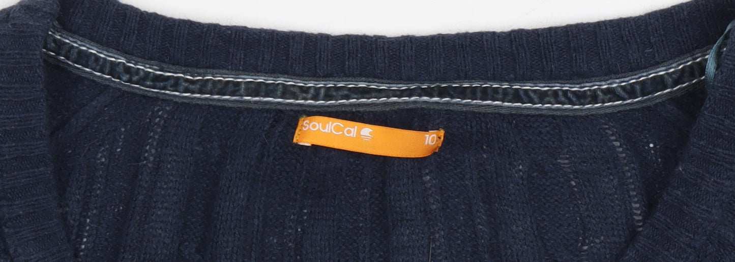 SoulCal Women's Blue Cardigan, Size 10, Cable-Knit