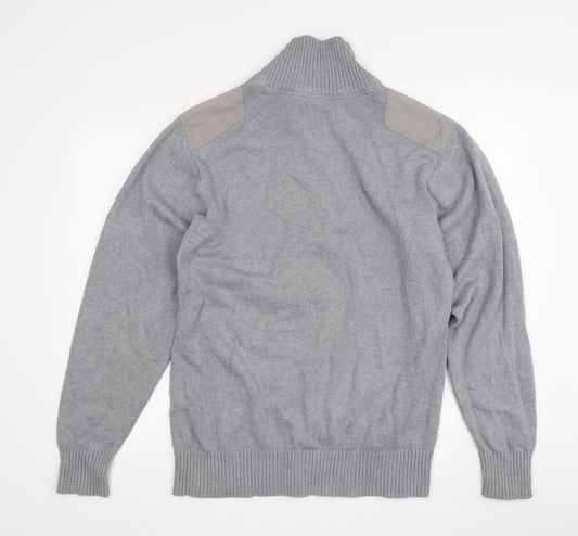 James Harvest Men's Grey Cotton Full Zip Jumper L