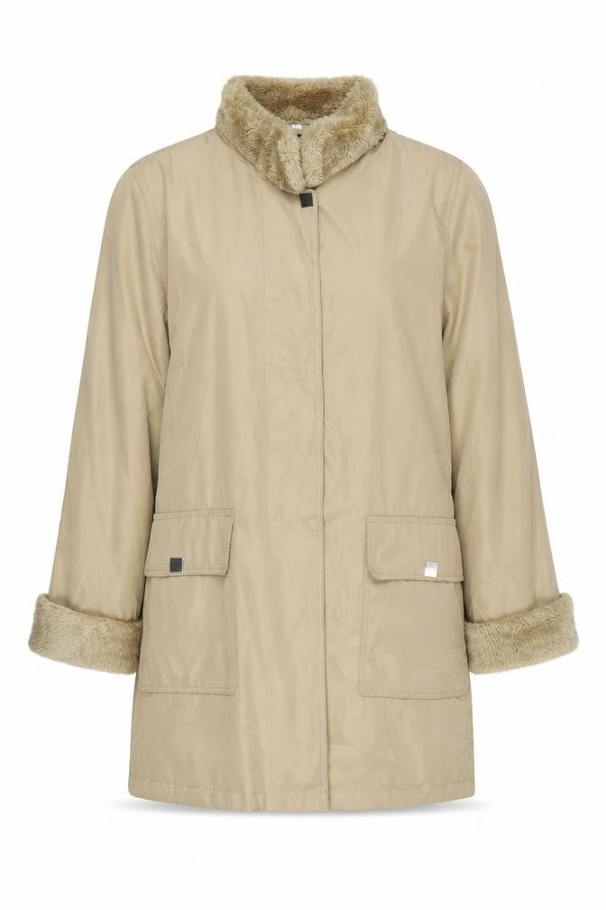 Front view of Roman Originals Women's Beige Coat XL Classic Overcoat