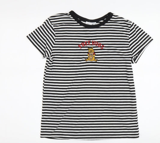 Disney Women's Black & White Striped T-Shirt Size 10