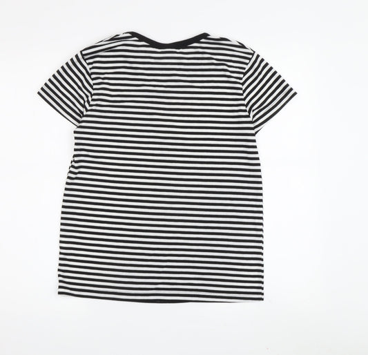 Disney Women's Black & White Striped T-Shirt Size 10