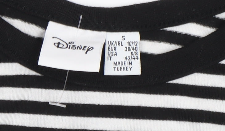 Disney Women's Black & White Striped T-Shirt Size 10