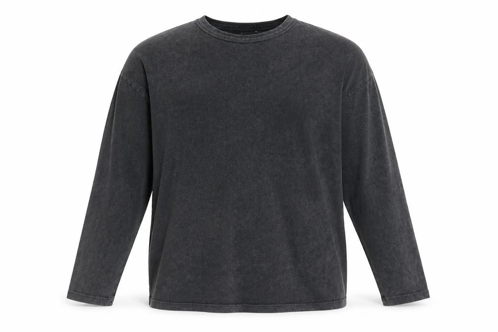 Front view of ASOS Men's Black Graphic Long Sleeve T-Shirt M