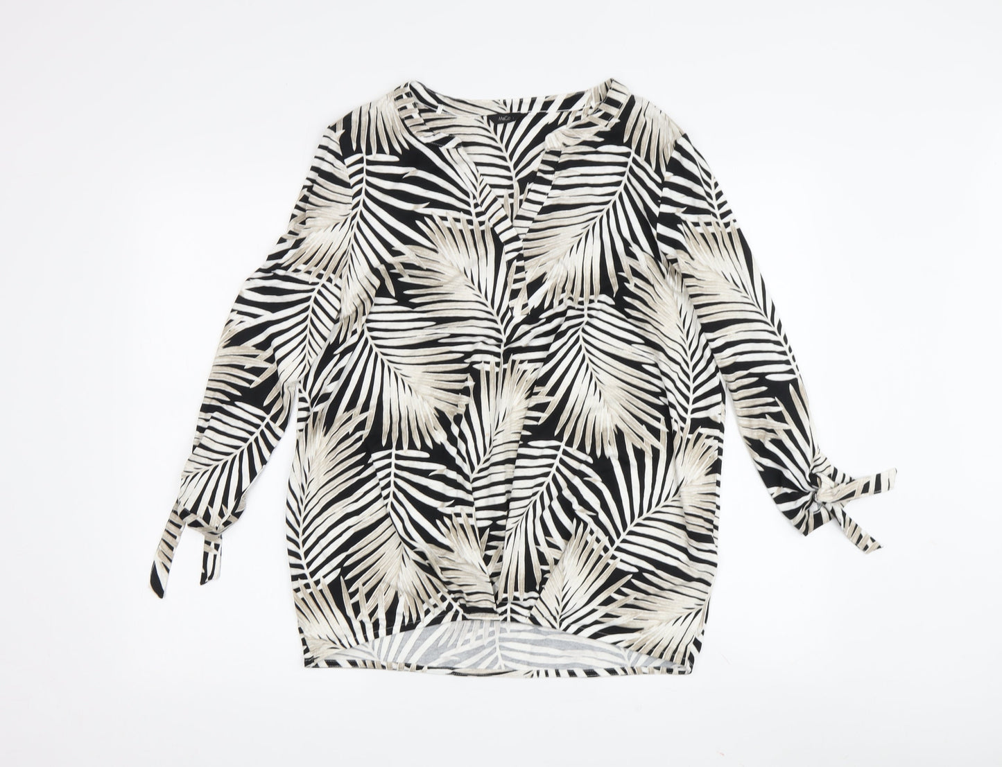 M&Co Women's Black Floral Blouse, Size 12