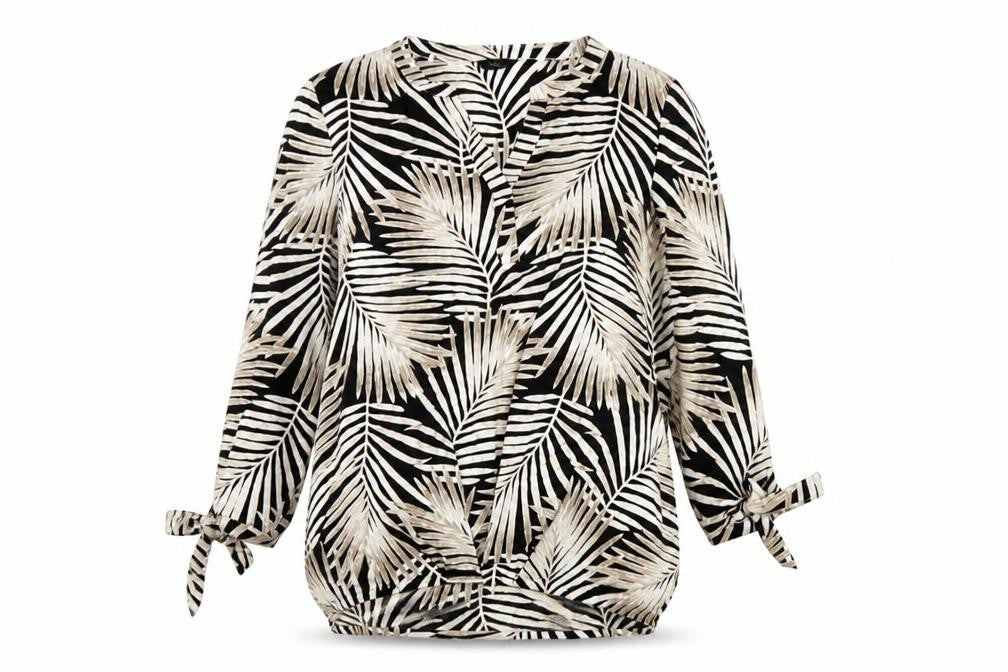 M&Co Women's Black Floral Blouse, Size 12