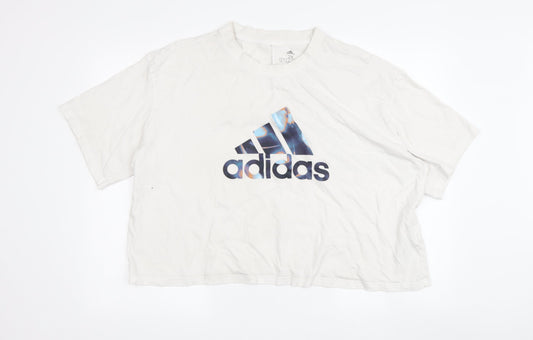 Adidas Women's White 2XL Relaxed Fit T-Shirt