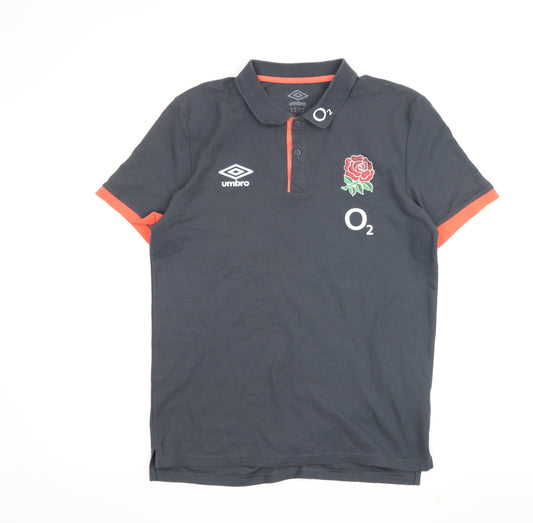 Umbro Men's Grey Rugby Polo Shirt, Size M, Casual Sportswear