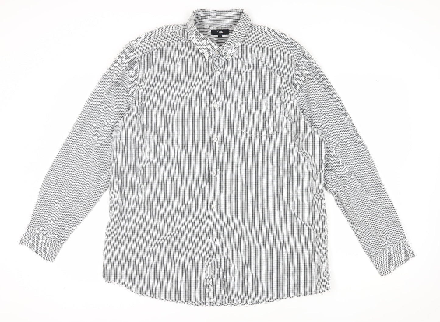 Thomas Nash Men's XL Black Check Button-Up Shirt