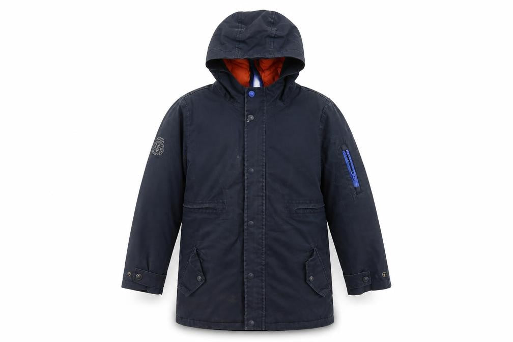 Joules Boys Blue Parka Coat, Size 8 Years, Hooded