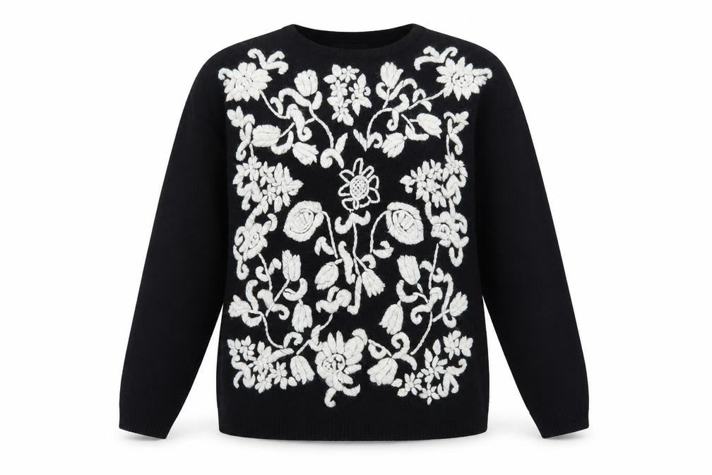 Rafaella Women's Black Embroidered Pullover Jumper Size M