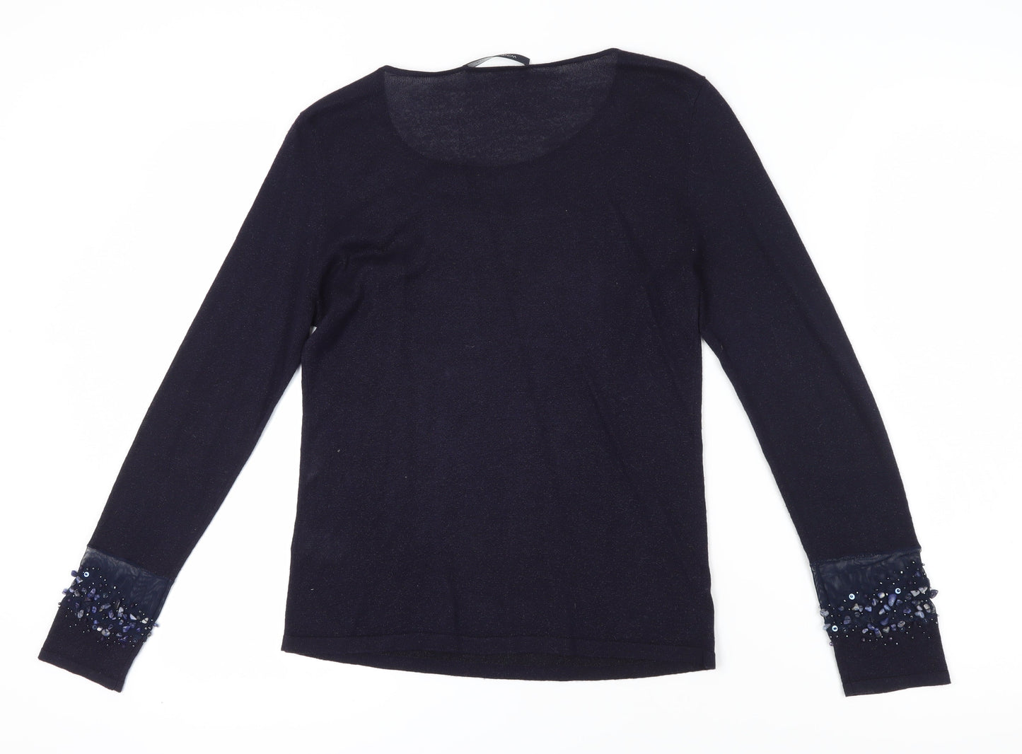 Windsmoor Women's Blue Beaded Knit Top S