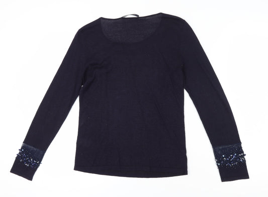 Windsmoor Women's Blue Beaded Knit Top S