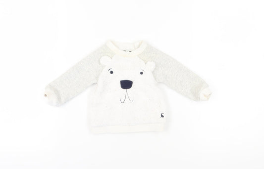 Joules Unisex Baby White Bear Jumper 3-6 Months Pullover