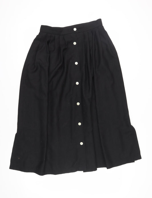 Jaeger Women's Black Midi Pleated Skirt Size 14