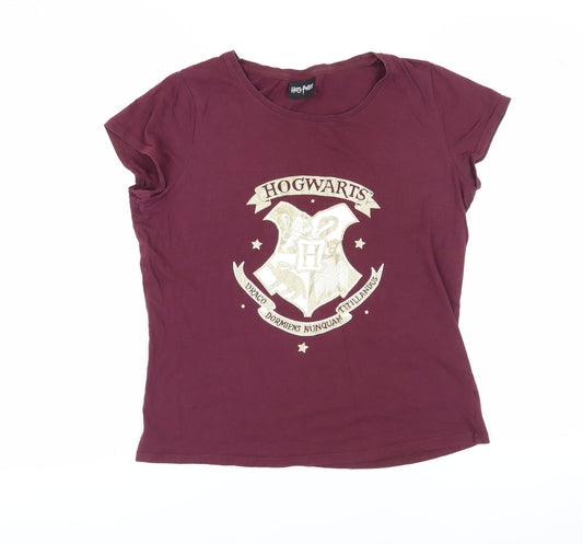 Harry Potter Women's Red T-Shirt L with Hogwarts Design