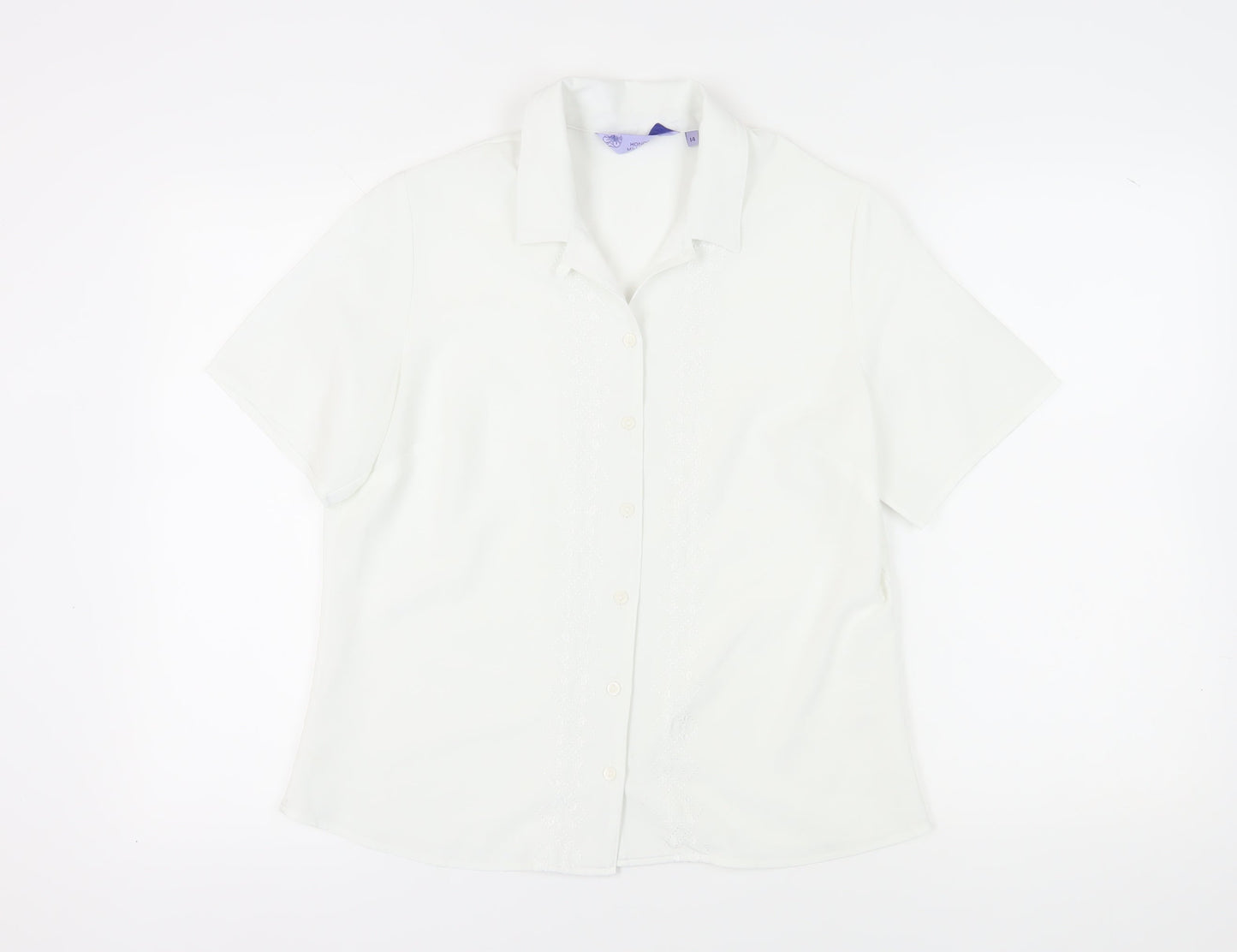 Honor Millburn Women's White Button-Up Shirt, Size 14