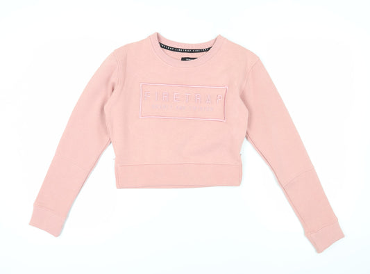 Firetrap Women's Pink Logo Pullover Sweatshirt Size 10