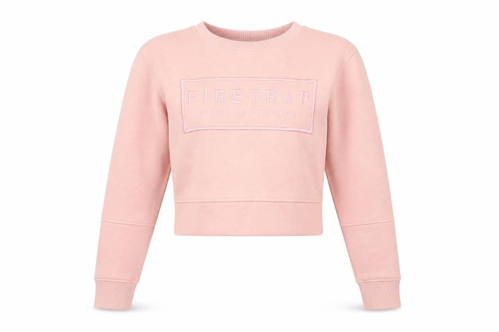 Womens UK 10 Regular Firetrap Pink Pullover Sweatshirt
