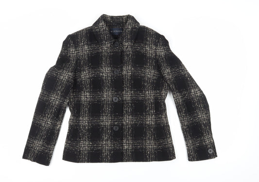 Alexon Women's Black Wool Blend Checked Blazer Size 10