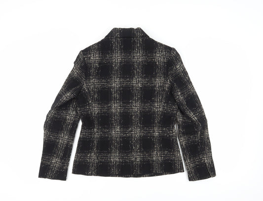 Alexon Women's Black Wool Blend Checked Blazer Size 10