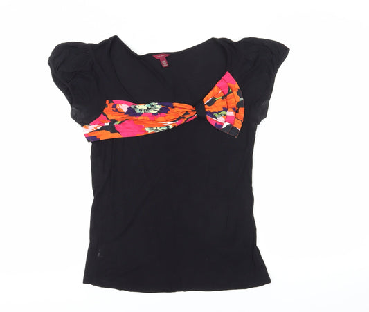 Ted Baker Women's Black T-Shirt, Size M, Cap Sleeves