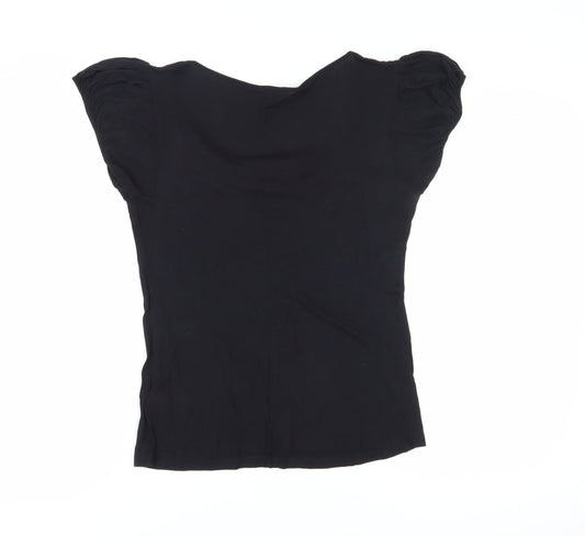 Ted Baker Women's Black T-Shirt, Size M, Cap Sleeves