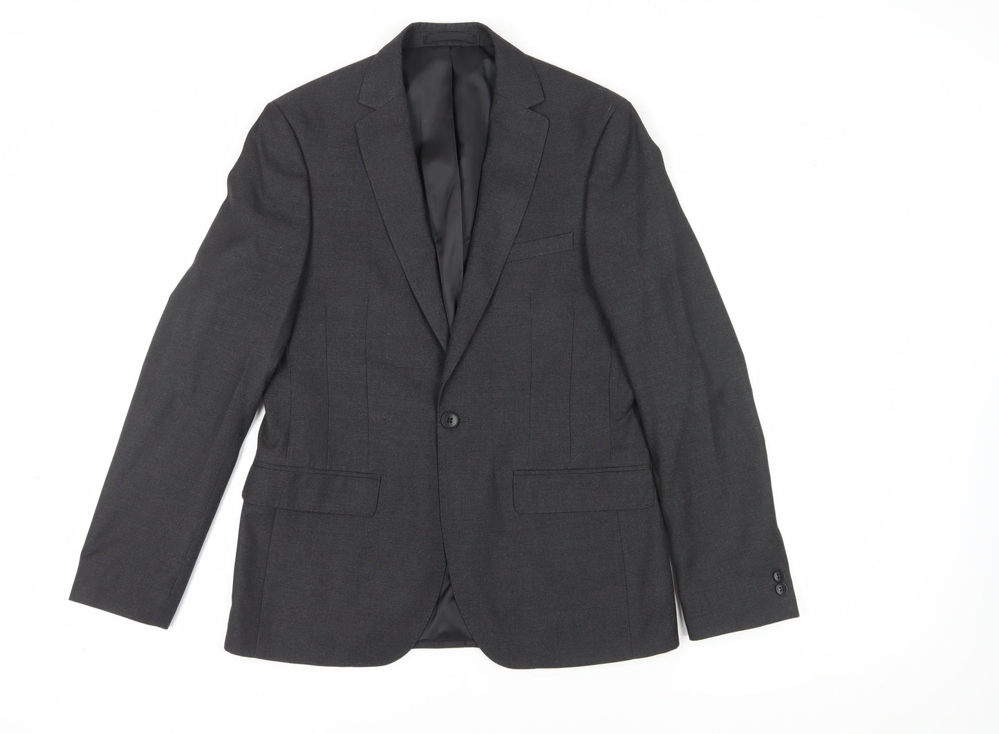 Moss London Men's Grey Slim Fit Blazer, Size 38R