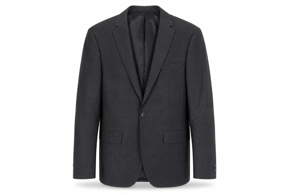 Mens 38 Chest Regular Moss London Grey Two-Button Blazer