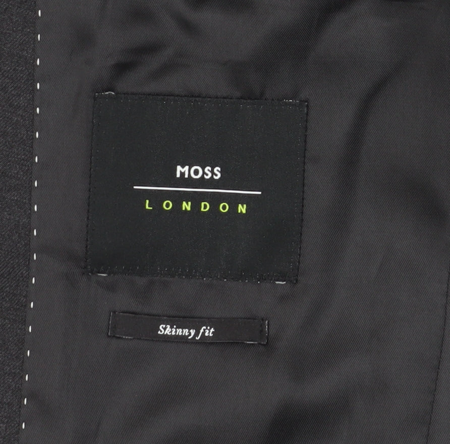 Moss London Men's Grey Slim Fit Blazer, Size 38R