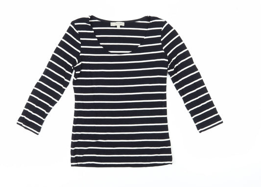 Hobbs Women's Black Striped XS T-Shirt 3/4 Sleeve