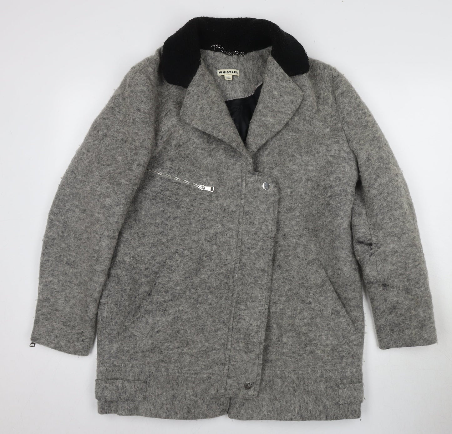 Whistles Women's Grey Motorcycle Coat Size 12