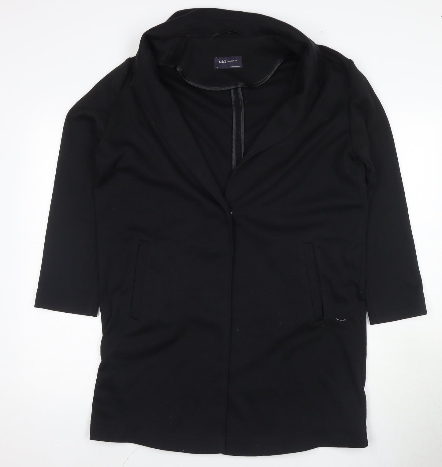 Marks and Spencer Women's Black Long Canvas Coat Size 12