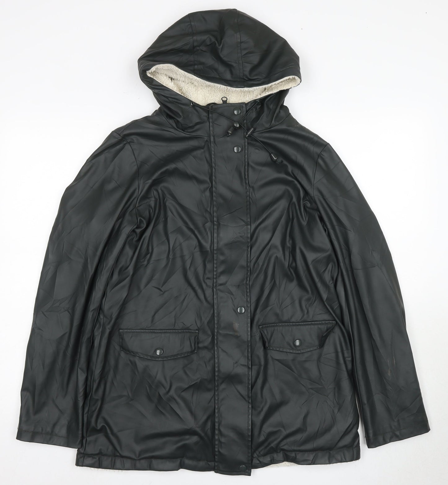 Dorothy Perkins Women's Black Hooded Rain Jacket Size 8