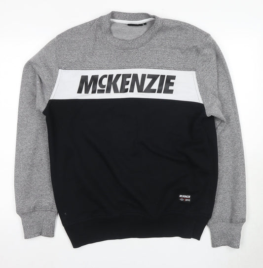 McKenzie Men's Grey Black Logo Sweatshirt L