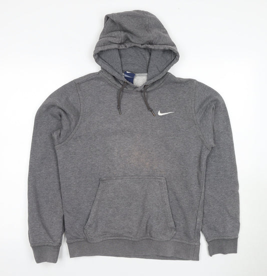 Nike Men's Grey Logo Pullover Hoodie S