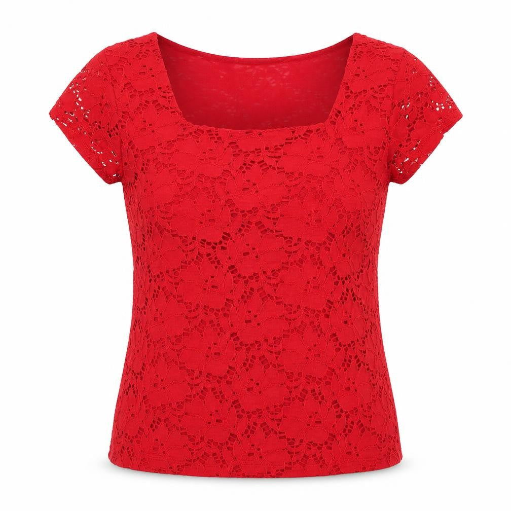 Planet Women's Red Camisole Lace T-Shirt, Size M