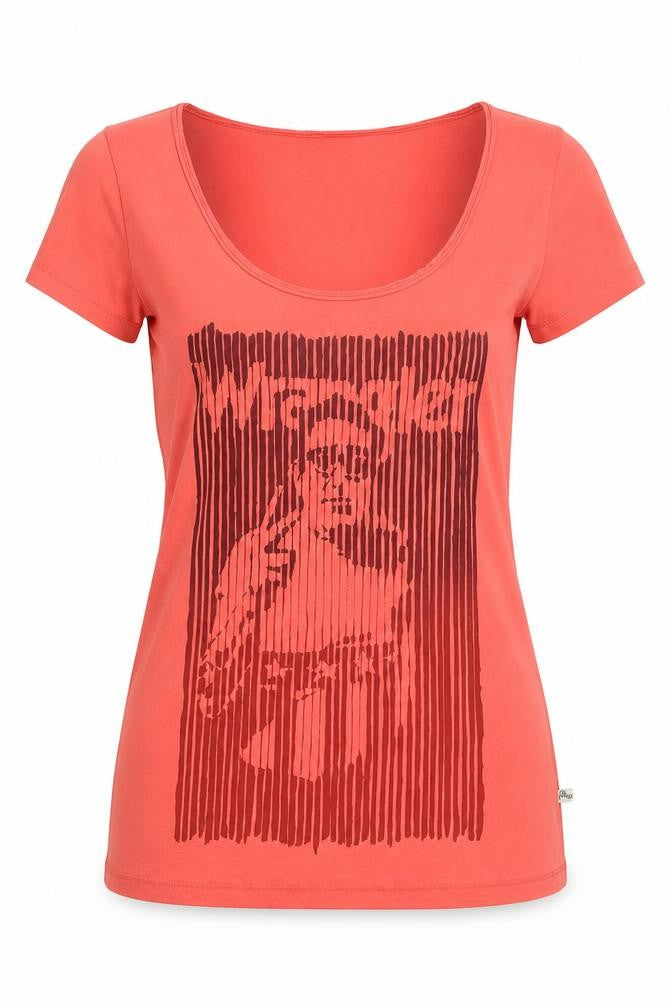 Womens UK Size S Wrangler Red 100% Cotton T-Shirt