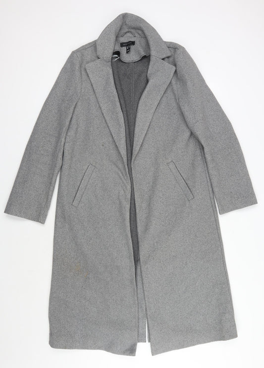 New Look Women's Grey Long Overcoat Size 8