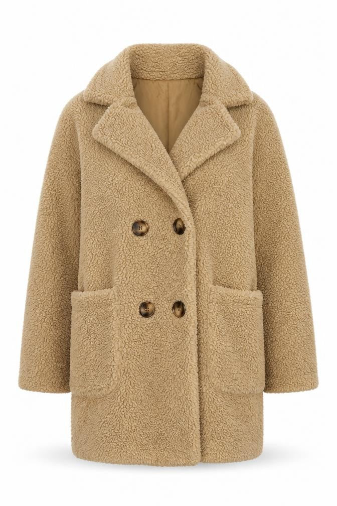 PRETTYLITTLETHING Women's Beige Pea Coat Size 10