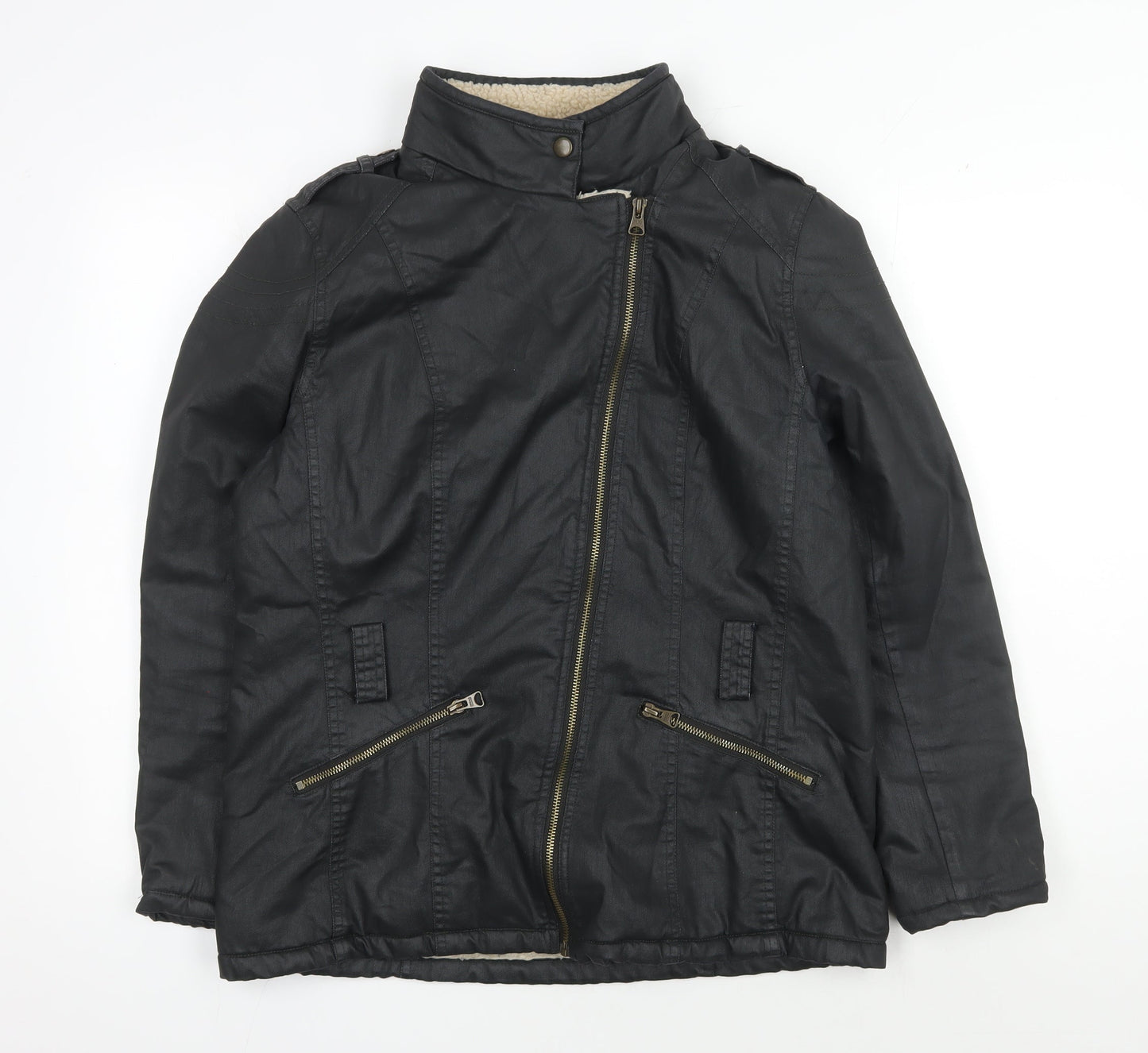 Marks and Spencer Women's Black Motorcycle Jacket Size 14