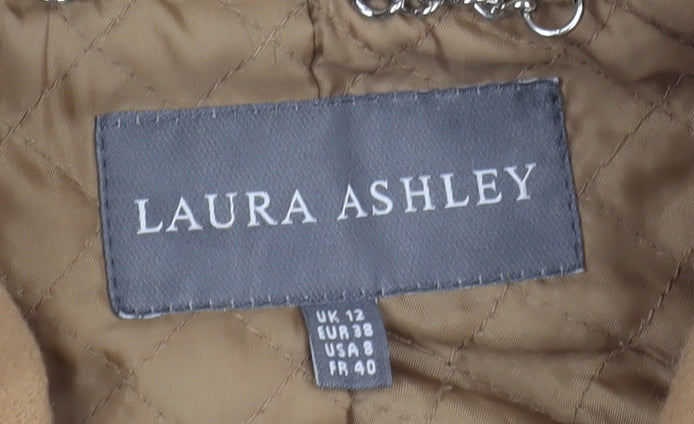 Laura Ashley Women's Beige Fur Trim Overcoat Size 12