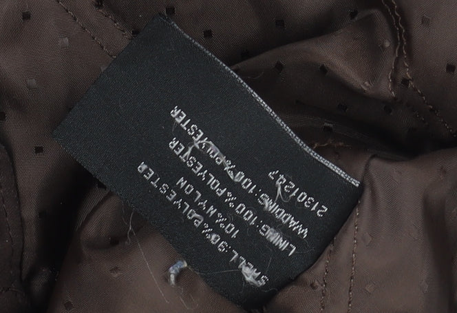 Kuss Women's Brown Rain Coat, Hooded, Long, Size L