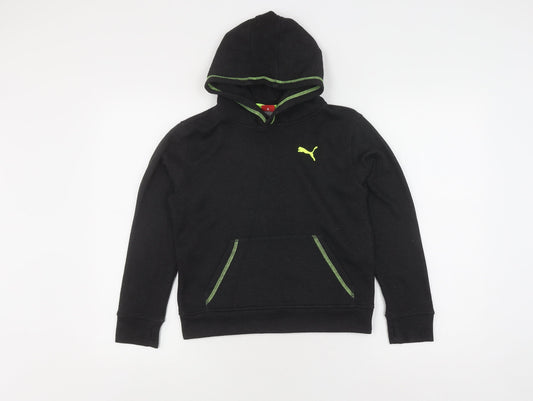 Puma Boys Black Hoodie 6-7 Years Logo Pullover Jersey