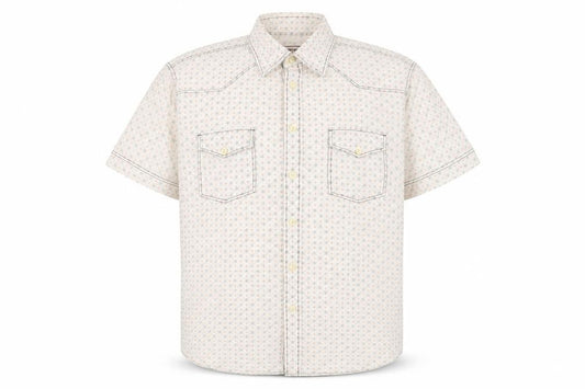 Jack & Jones Men's L White Geometric Short Sleeve Shirt