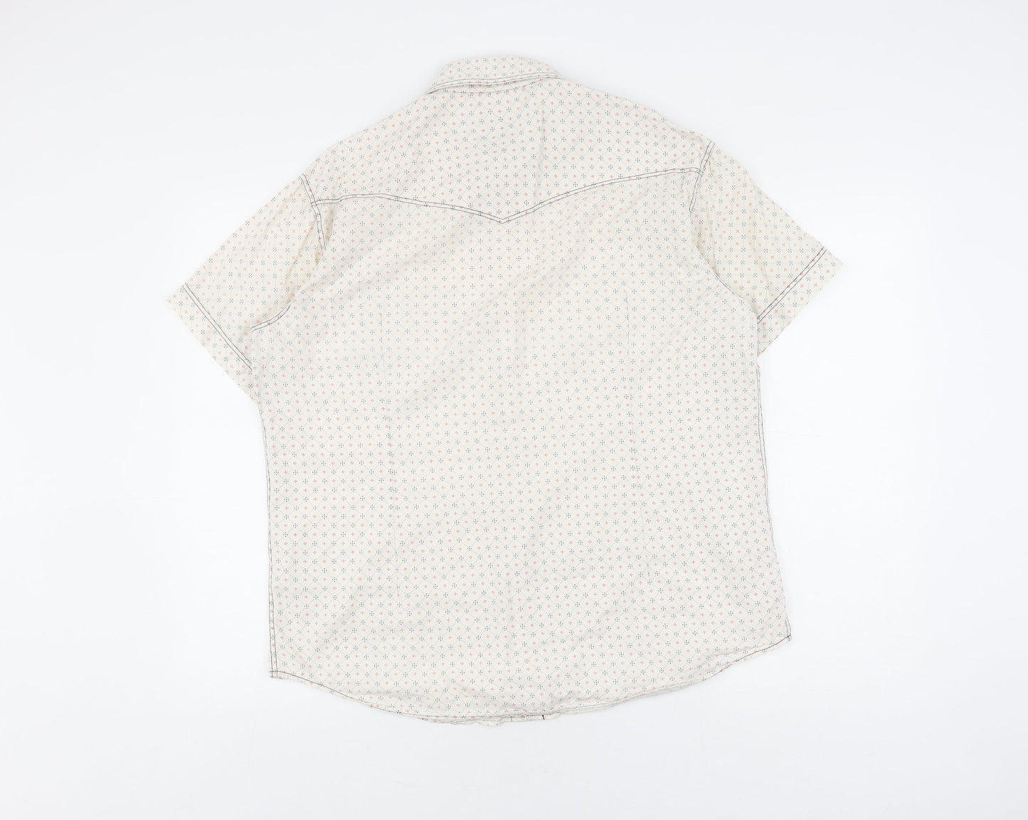 Jack & Jones Men's L White Geometric Short Sleeve Shirt